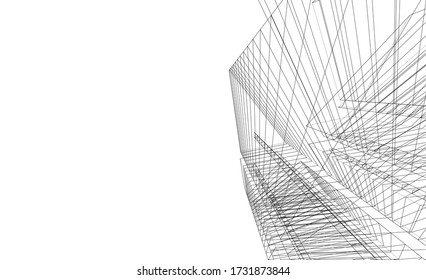 Dibujo arquitectónico. Fondo geométrico 3d