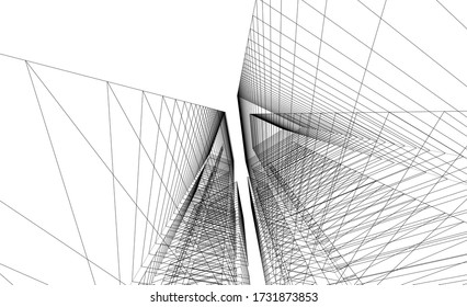 Architectural drawing. Geometric background 3d