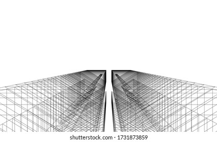 Architektonische Zeichnung. Geometrischer Hintergrund 3d