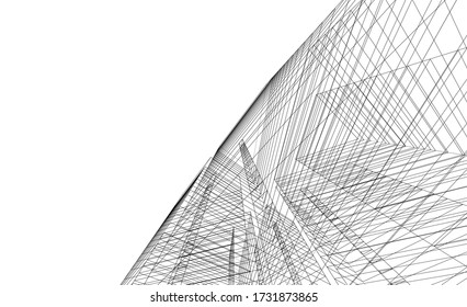 Architectural drawing. Geometric background 3d