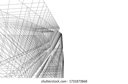 Dibujo arquitectónico. Fondo geométrico 3d