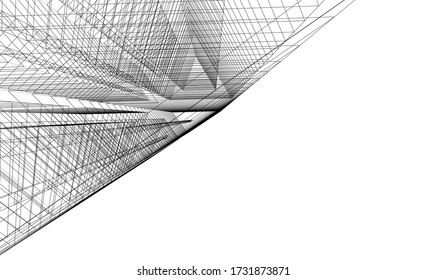 Dibujo arquitectónico. Fondo geométrico 3d