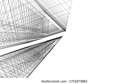 Architectural drawing. Geometric background 3d