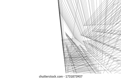 Architectural drawing. Geometric background 3d