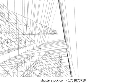 Architectural drawing. Geometric background 3d