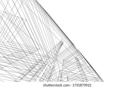 Dibujo arquitectónico. Fondo geométrico 3d