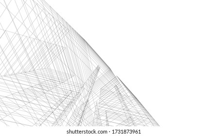 Architectural drawing. Geometric background 3d