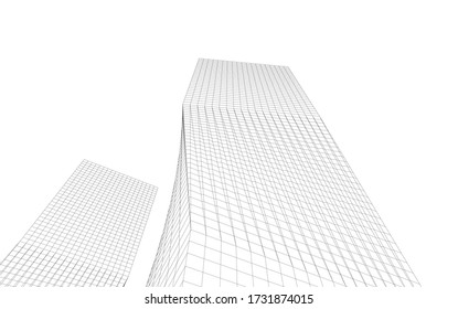 Architektonische Zeichnung. Geometrischer Hintergrund 3d
