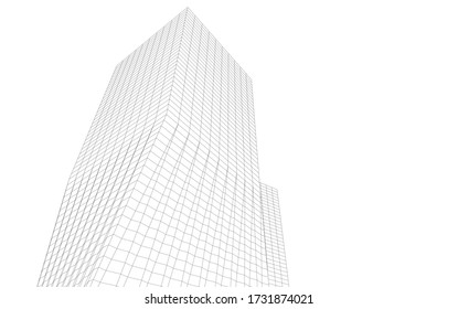 Dibujo arquitectónico. Fondo geométrico 3d