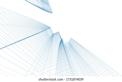 Dibujo arquitectónico. Fondo geométrico 3d