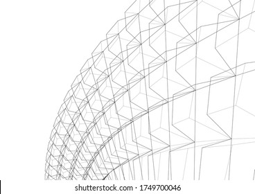 Architekturzeichnung. Geometrischer Hintergrund 3D