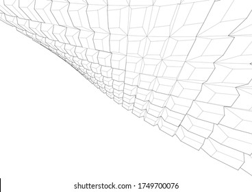 Dibujo arquitectónico. Fondo geométrico 3d