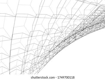 Dibujo arquitectónico. Fondo geométrico 3d