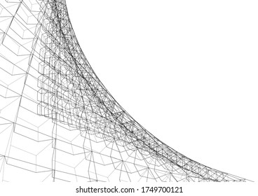 Architectural drawing. Geometric background 3d