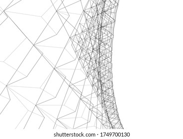 Dibujo arquitectónico. Fondo geométrico 3d