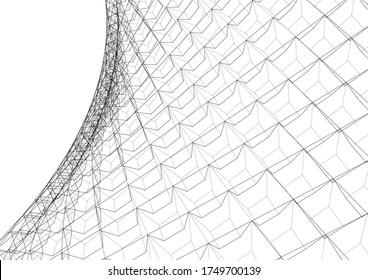 Architekturzeichnung. Geometrischer Hintergrund 3D