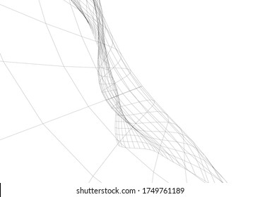 Architekturzeichnung. Geometrischer Hintergrund 3D