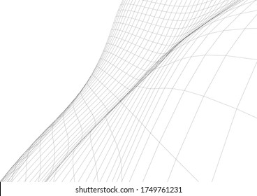 Dibujo arquitectónico. Fondo geométrico 3d
