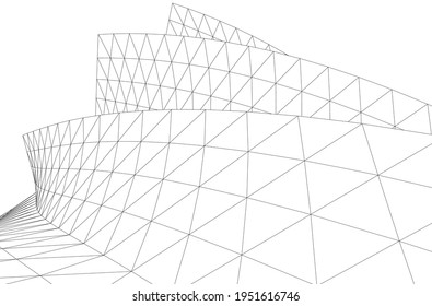 Architectural drawing geometric background 3d