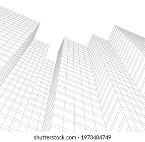 Architectural drawing. Geometric background 3d
