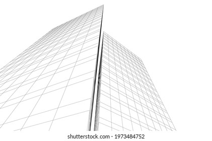 Architectural drawing. Geometric background 3d