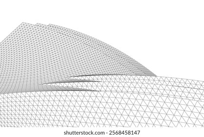 Architectural drawing. Geometric background 3d illustration