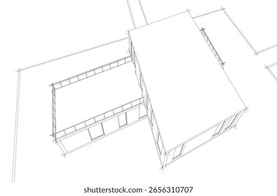 Architektonische Zeichnung eines Hauses 3D Vektorgrafik