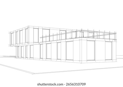 Dibujo arquitectónico de una casa 3d Ilustración vectorial
