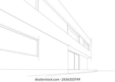 Desenho arquitetônico de uma ilustração de vetor 3d casa