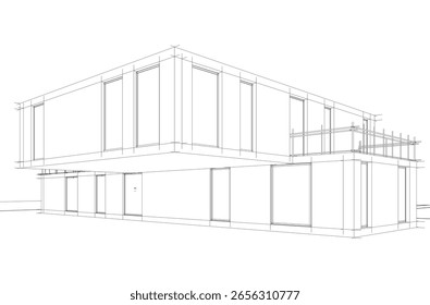 Architectural drawing of a house 3d vector illustration