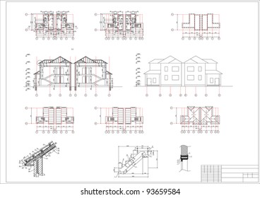 Architectural Drawing Of A House, AutoCAD, Vector