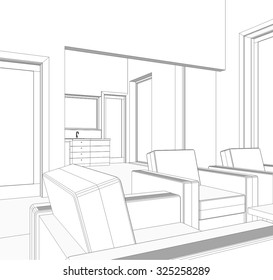 Architectural drawing. House interior design