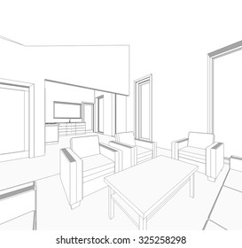 Architectural Drawing. House Interior Design