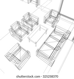 Architectural drawing. House interior design