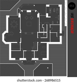 Architectural drawing house plan. Layout drawing of a private house. Vector drawing. Architectural background. A Place in the text.