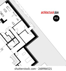 Architectural drawing house plan. Layout drawing of a private house. Vector drawing. Architectural background. A Place in the text.
