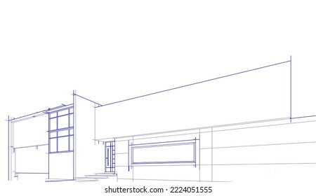 Architectural drawing of a house vector illustration