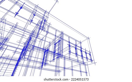 Dibujo arquitectónico de una ilustración vectónica de casa