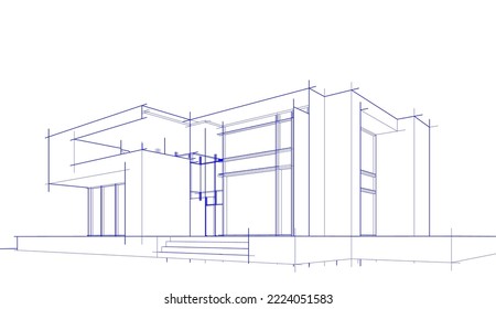 Architektonische Zeichnung einer HausVektorgrafik