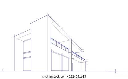 Architectural drawing of a house vector illustration