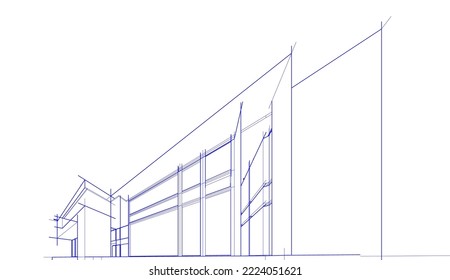 Dibujo arquitectónico de una ilustración vectónica de casa