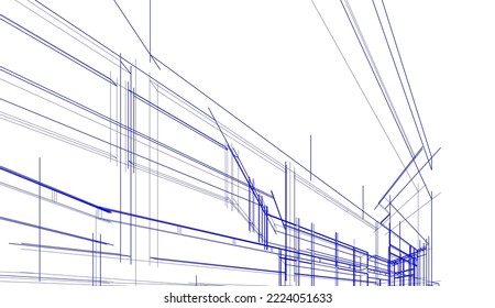 Architectural drawing of a house vector illustration