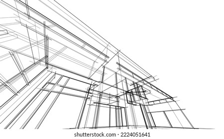 Architectural drawing of a house vector illustration