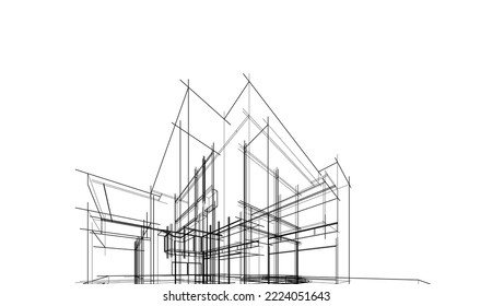 Architectural drawing of a house vector illustration