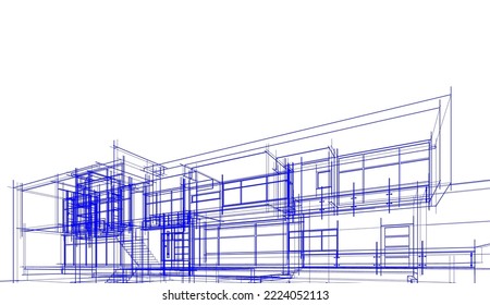 Architectural drawing of a house vector illustration