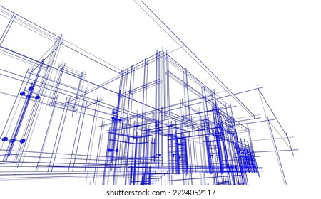 Architectural drawing of a house vector illustration