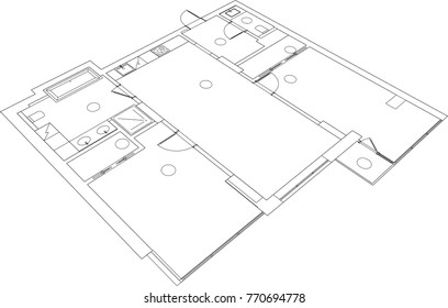 architectural drawing, lay-out, vector illustration