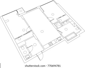 architectural drawing, lay-out, vector illustration