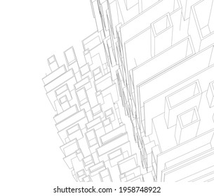 architectural drawing of modern building