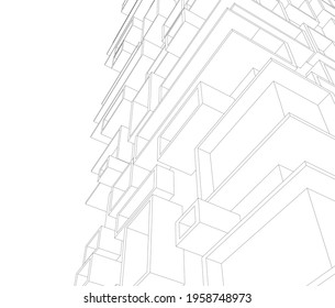architectural drawing of modern building
